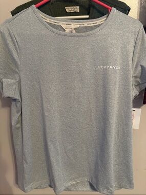 Lucky Brand Heather Gray Short Sleeve Tee with Small Chest Logo